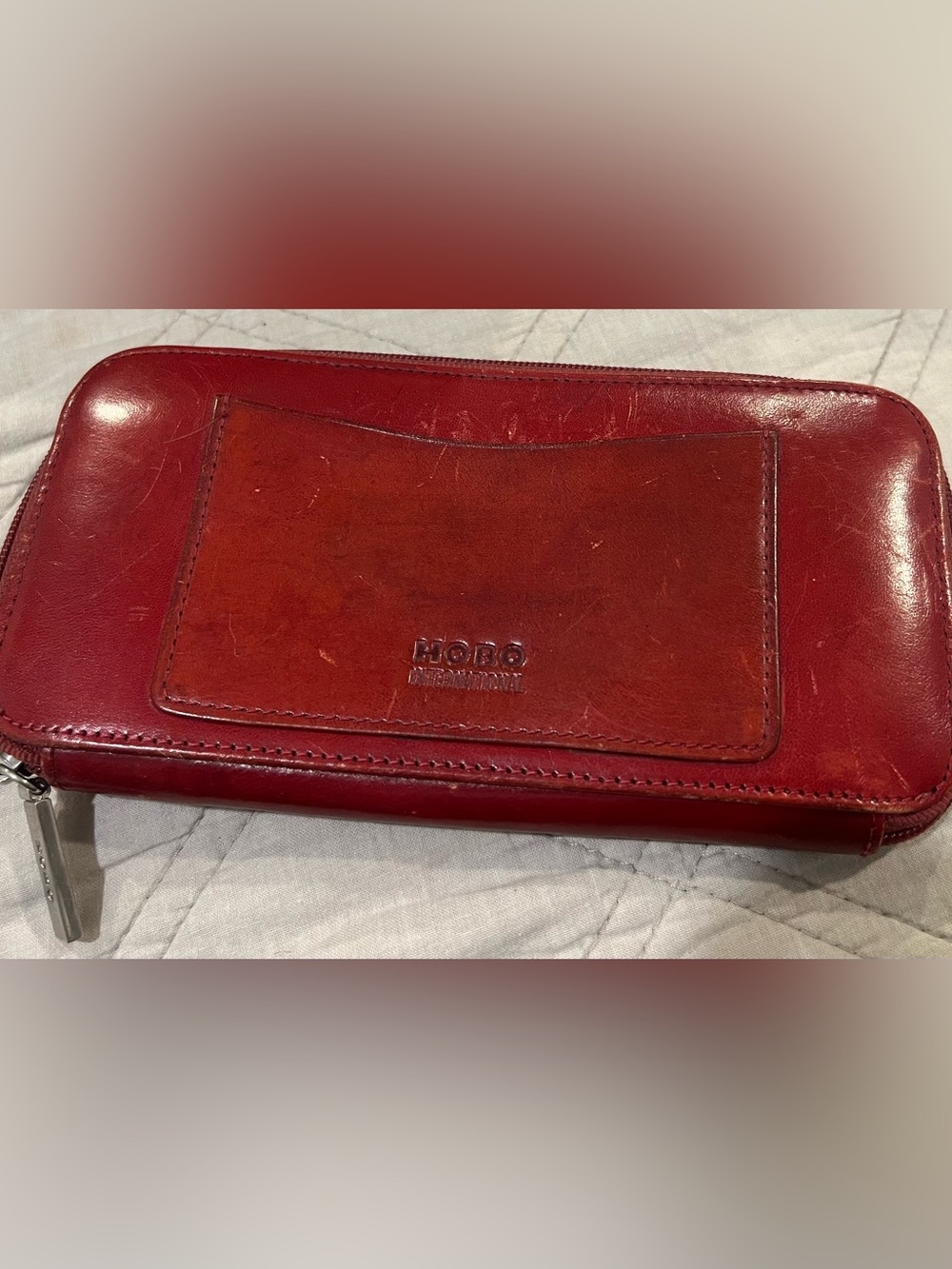 Vtg Red Hobo International Clutch Wallet